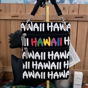 Robin Ruth Black Crossbody Bag with Multicolor 'HAWAII' Lettering